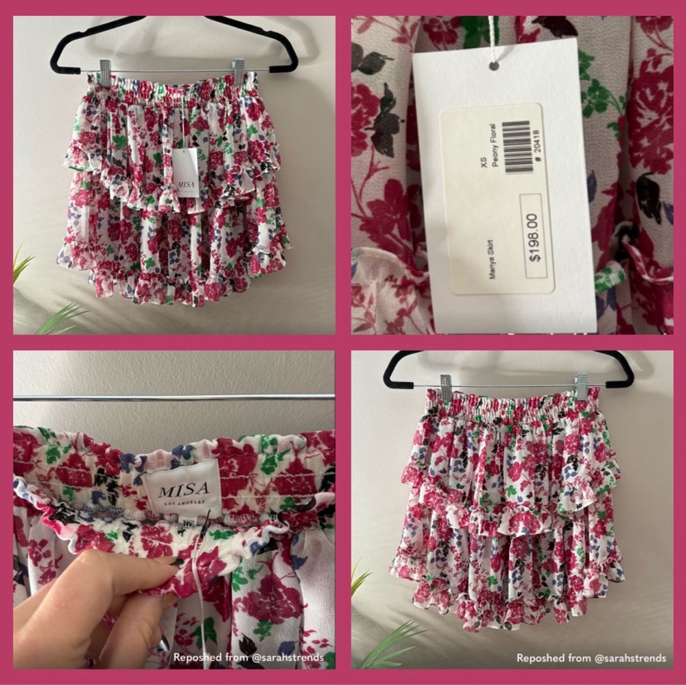 XS Misa Los Angeles Skirt- Manya -Peony Floral mini skirt NWT $198 Extra small - Picture 5 of 9